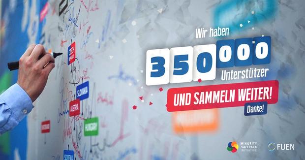 A new milestone: 350,000 signatures for the Minority SafePack Initiative! 